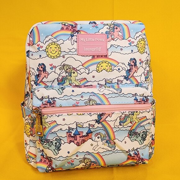 Loungefly My Little Pony Sky Scene AOP Nylon Square Mini Backpack NEW - Picture 1 of 11